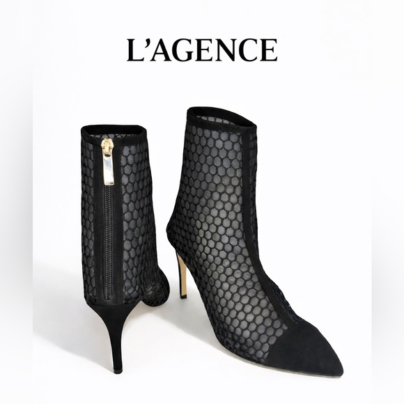 L’AGENCE Black Mesh Ankle Booties NWOT- Size 9 (runs small) - Picture 2 of 3